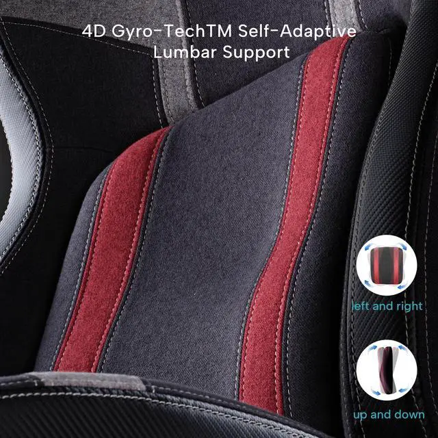 Alt view image 5 of 7 - EUREKA ERGONOMIC "Official Blast Competition Chair" Python II Gaming Chair, Ergonomic Chair with Built-in 4D Adjustable Lumbar Support Red