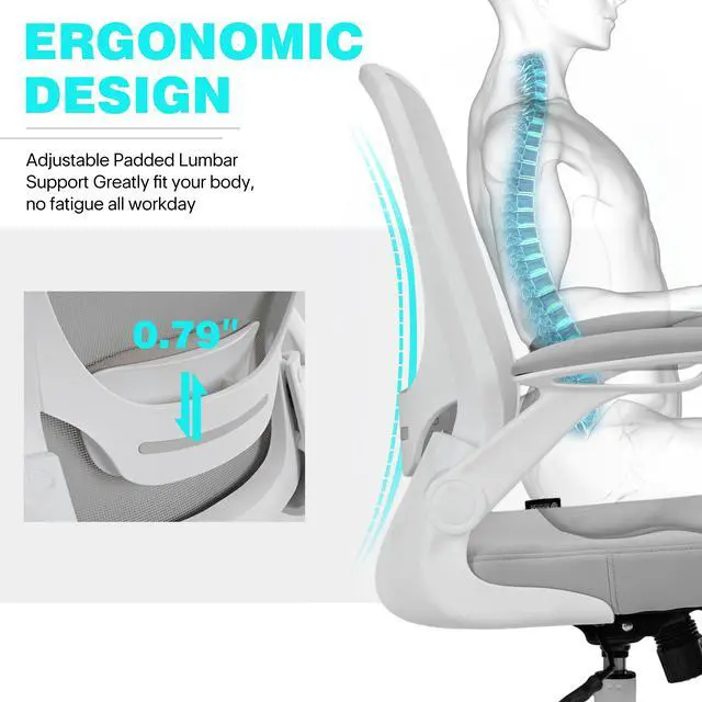 Alt view image 3 of 5 - Eureka Ergonomic Office Chair, Mesh Ergonomic Desk Chair with Adjustable Height Gray