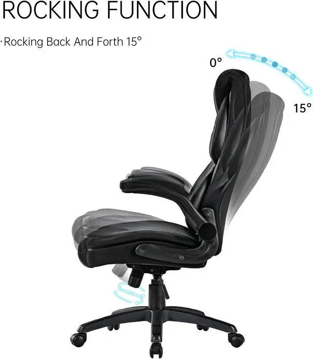 Alt view image 3 of 6 - Eureka Ergonomic Office Chair, High Back Leather Adjustable Desk Chair Big and Tall Executive Office Chair with Padded Armrests Black