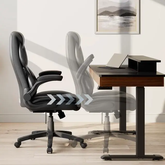 Alt view image 5 of 6 - Eureka Ergonomic Office Chair, High Back Leather Adjustable Desk Chair Big and Tall Executive Office Chair with Padded Armrests Black