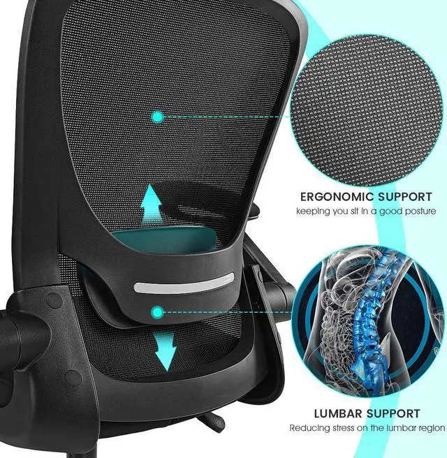 Alt view image 3 of 6 - Eureka Ergonomic Office Chair, Mesh Ergonomic Desk Chair with Adjustable Height Black
