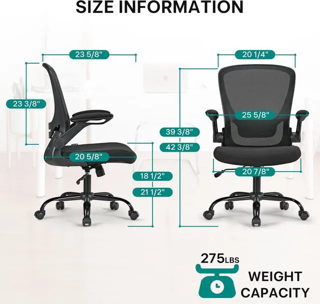 Alt view image 6 of 6 - Eureka Ergonomic Office Chair, Mesh Ergonomic Desk Chair with Adjustable Height Black
