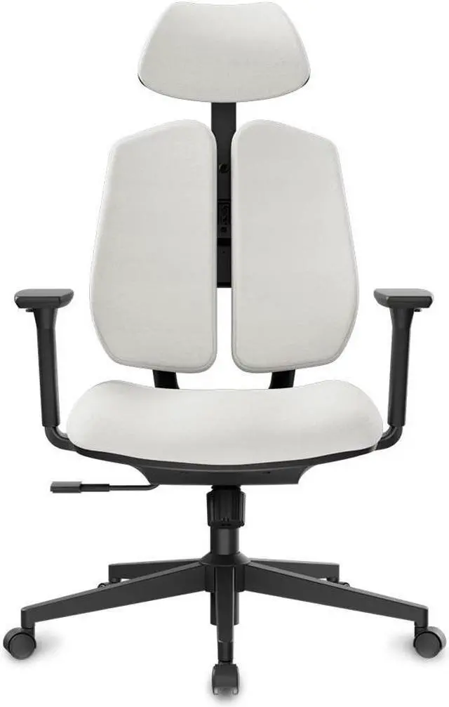 Alt view image 2 of 4 - Eureka Ergonomic Dual Backrest Office Chair, Desk Chair with Lumbar Support Off-White