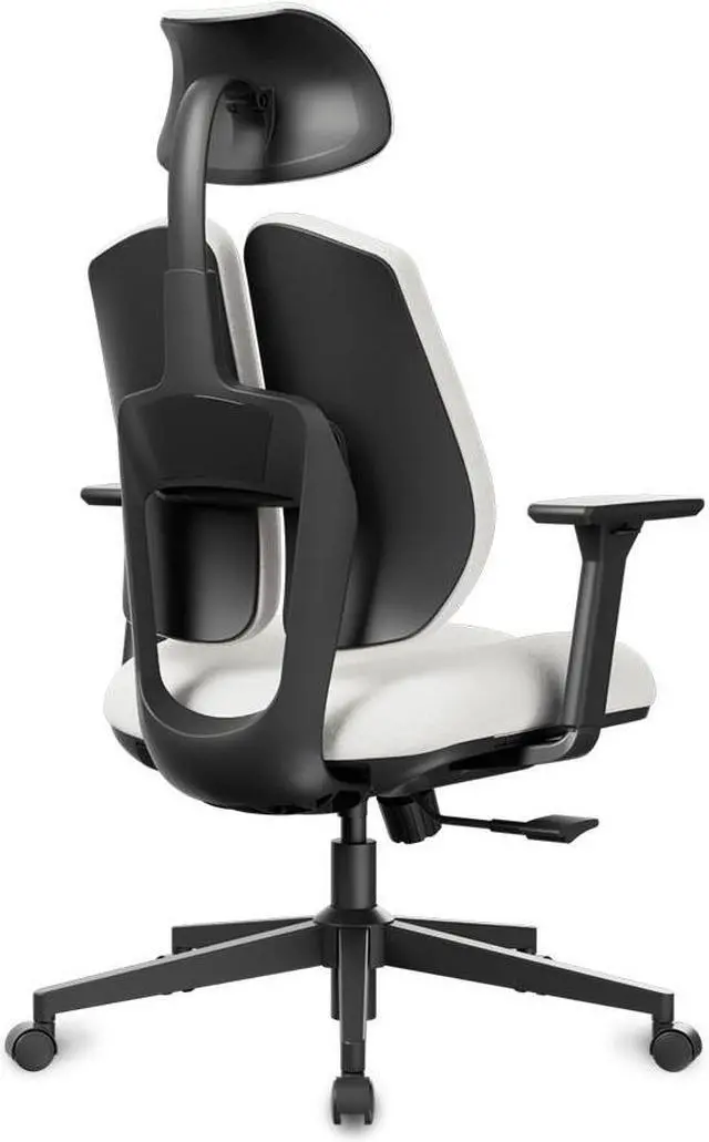 Alt view image 3 of 4 - Eureka Ergonomic Dual Backrest Office Chair, Desk Chair with Lumbar Support Off-White