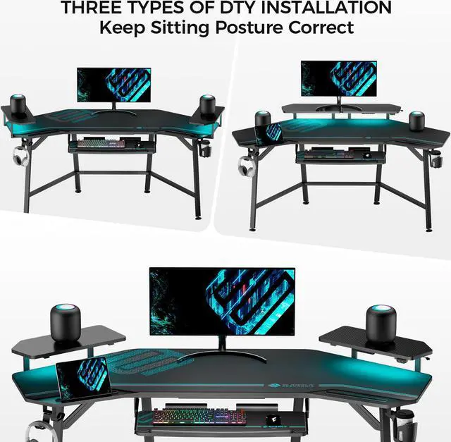 Alt view image 6 of 7 - Eureka Ergonomic® Aero 72" Studio Desk, Large Computer Workstation with Full-Covered Mouse Pad and Keyboard Tray Black