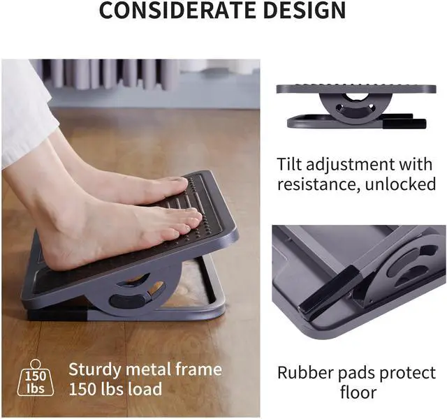 Alt view image 5 of 7 - EUREKA ERGONOMIC Office Foot Rest Under Desk, Adjustable Footrest for Under Desk at Work with Massage Surface, Office Foot Rest Under Desk with 20 Degree Tilt No Locking, Metal Frame