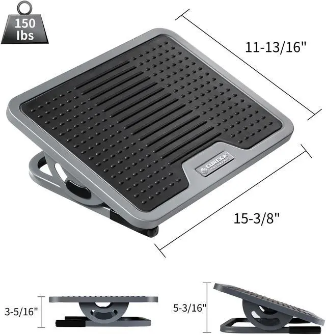 Alt view image 7 of 7 - EUREKA ERGONOMIC Office Foot Rest Under Desk, Adjustable Footrest for Under Desk at Work with Massage Surface, Office Foot Rest Under Desk with 20 Degree Tilt No Locking, Metal Frame