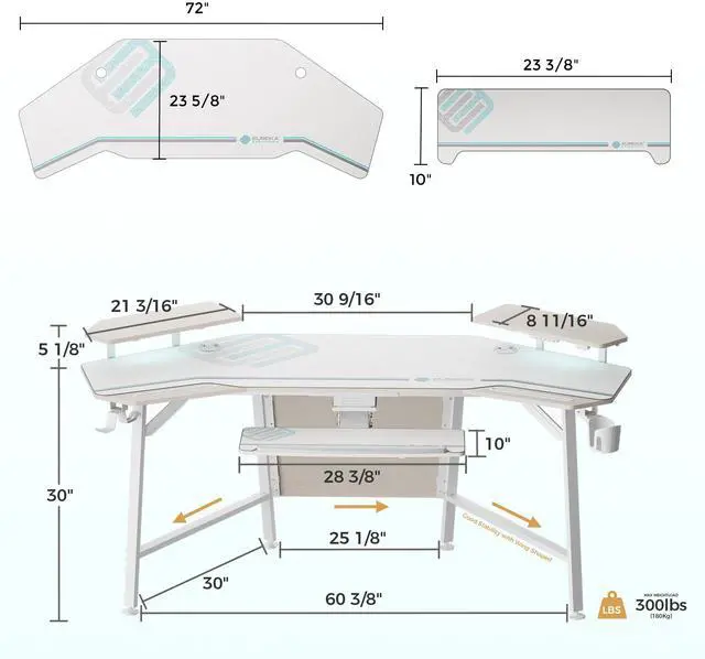 Alt view image 5 of 7 - Aero, 72x23 Wing Shaped Studio Desk with Accessories Set Oak