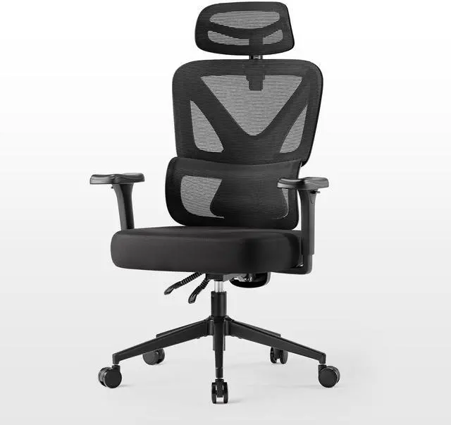 Main image of Exis Ergonomic Mesh Office Chair, High-Back Computer Desk Chair with Non-Sagging Spring Seat Cushion, 3D Rotating Armrests, 2-Way Adjustable Lumbar Support, 2D Headrest, Infinite Tilt Lock - Black
