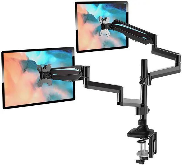 Alt view image 2 of 7 - Eureka Ergonomic Fully Adjustable Single/Dual Home Office Monitor Arm Mount Gaming Monitor Stand for Screens up to 32 Inch dual arm