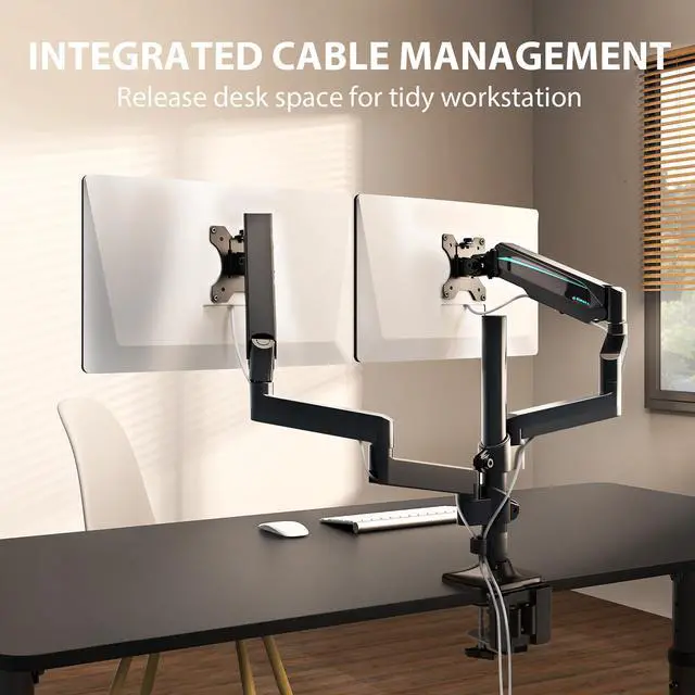 Alt view image 3 of 7 - Eureka Ergonomic Fully Adjustable Single/Dual Home Office Monitor Arm Mount Gaming Monitor Stand for Screens up to 32 Inch dual arm