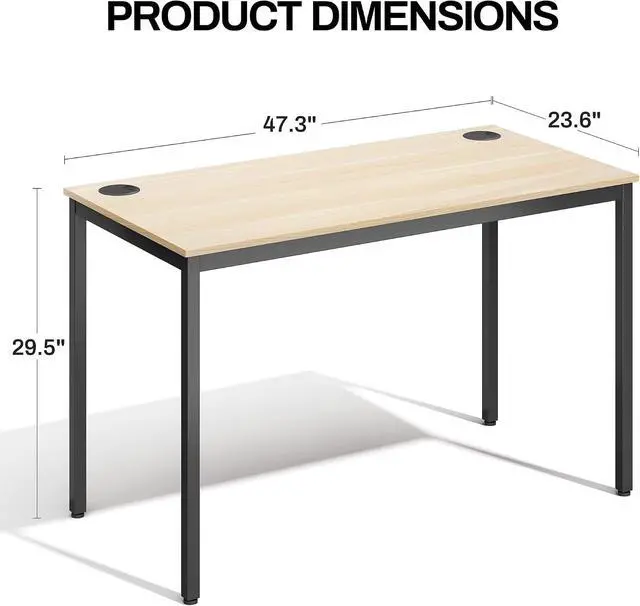 Alt view image 3 of 7 - 47" Home Office Computer Desk - Modern Wood & Metal Writing Workstation