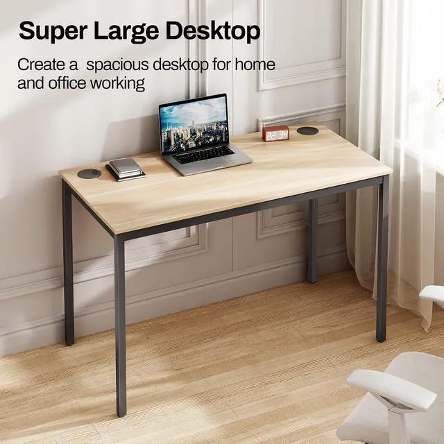 Alt view image 4 of 7 - 47" Home Office Computer Desk - Modern Wood & Metal Writing Workstation
