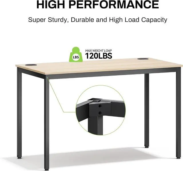 Alt view image 7 of 7 - 47" Home Office Computer Desk - Modern Wood & Metal Writing Workstation