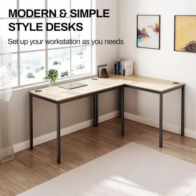 Alt view image 5 of 7 - 47" Home Office Computer Desk - Modern Wood & Metal Writing Workstation