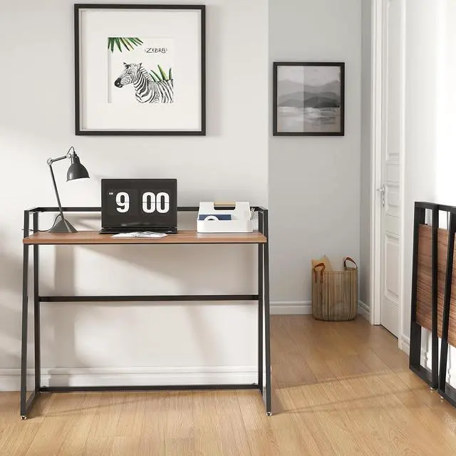 Alt view image 2 of 7 - 41" Folding Computer Desk - No Assembly Space Saving Writing Workstation