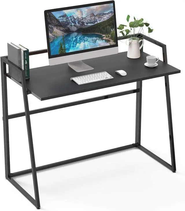 Main image of 41" Folding Computer Desk - No Assembly Space Saving Writing Workstation Black