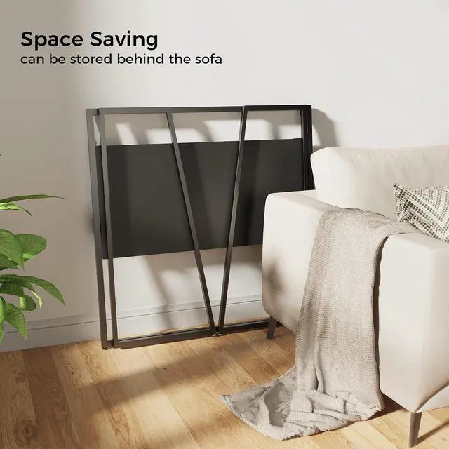 Alt view image 4 of 7 - 33" Teak Wood Folding Computer Desk - No Assembly Small Space Workstation Black