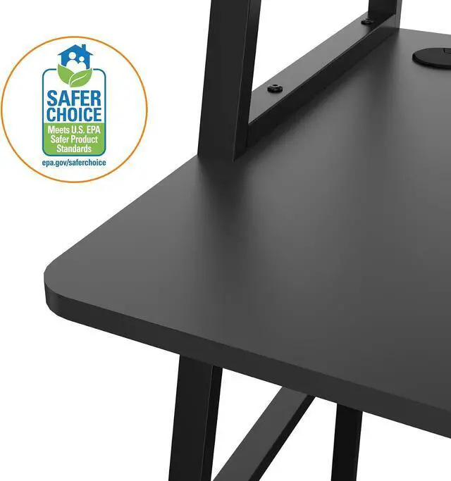 Alt view image 4 of 7 - 48" Ladder Computer Desk with 2-Tier Storage Shelves & Bookshelf Black