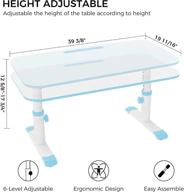Alt view image 3 of 7 - 39in Adjustable Kids Activity Table | 6-Level Height Children Study Desk