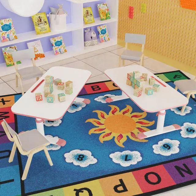Alt view image 5 of 7 - 39in Adjustable Kids Activity Table | 6-Level Height Children Study Desk Pink