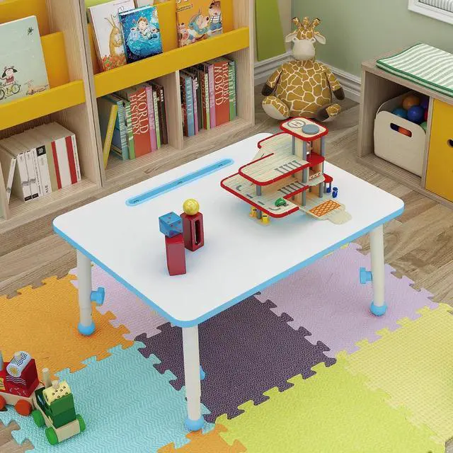 Alt view image 2 of 7 - 23" Adjustable Kids Activity Table | 6-Height Toddler Study & Play Desk Blue