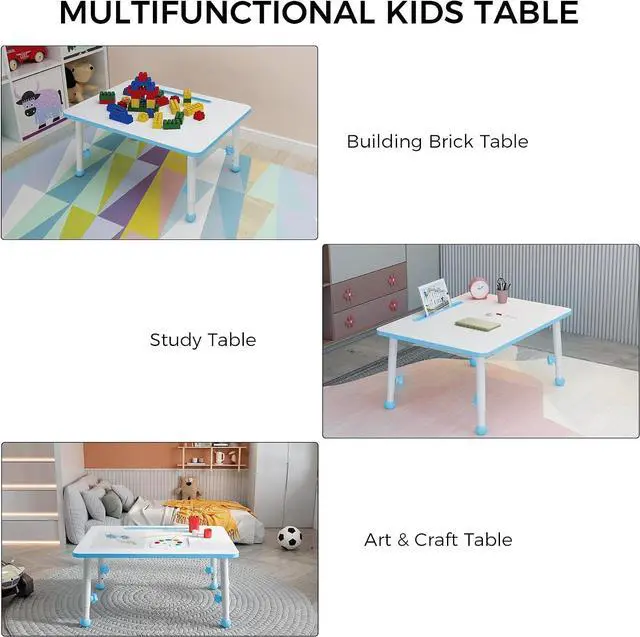 Alt view image 4 of 7 - 23" Adjustable Kids Activity Table | 6-Height Toddler Study & Play Desk Blue