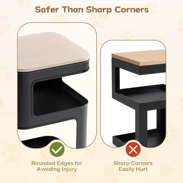 Alt view image 6 of 7 - EUREKA ERGONOMIC 3-Tier Metal Side Table with Cat Bed, 2-in-1 End Table for Pet Lovers, No Assembly Required, Sturdy Iron Frame - Black