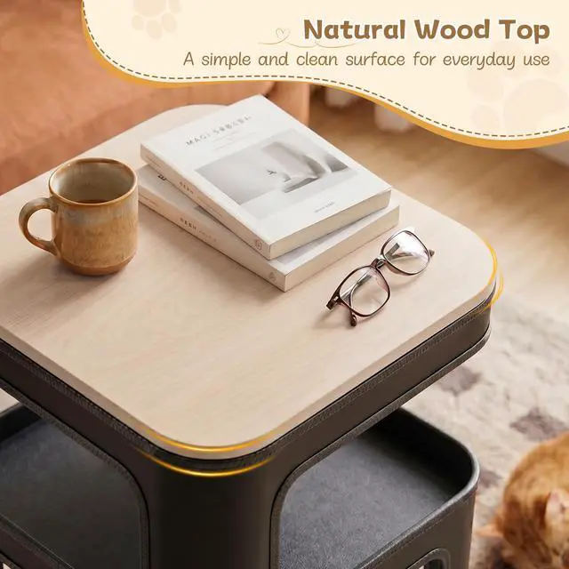 Alt view image 7 of 7 - EUREKA ERGONOMIC 3-Tier Metal Side Table with Cat Bed, 2-in-1 End Table for Pet Lovers, No Assembly Required, Sturdy Iron Frame - Black