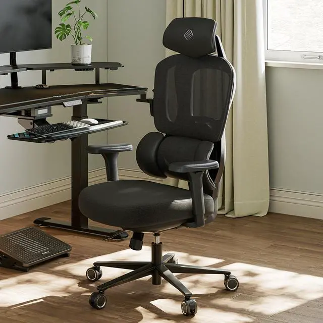 Alt view image 3 of 7 - EUREKA ERGONOMIC Hybrid Ergonomic Gaming Chair - 3D Adjustable Armrests, Dynamic Lumbar Support & Headrest, High-Back Mesh Computer Desk Chair for Gaming