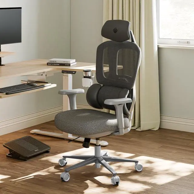 Alt view image 3 of 7 - EUREKA ERGONOMIC Hybrid Ergonomic Gaming Chair - 3D Adjustable Armrests, Dynamic Lumbar Support & Headrest, High-Back Mesh Computer Desk Chair for Gaming Gray