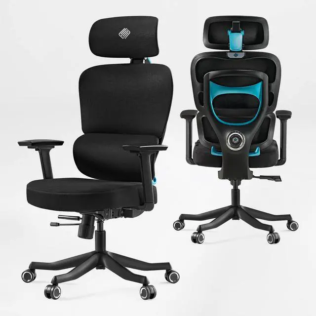 Alt view image 2 of 7 - EUREKA ERGONOMIC Hybrid Ergonomic Gaming Chair - 3D Adjustable Armrests, Dynamic Lumbar Support & Headrest, High-Back Mesh Computer Desk Chair for Gaming