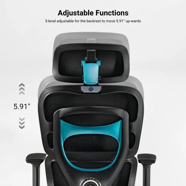 Alt view image 6 of 7 - EUREKA ERGONOMIC Hybrid Ergonomic Gaming Chair - 3D Adjustable Armrests, Dynamic Lumbar Support & Headrest, High-Back Mesh Computer Desk Chair for Gaming