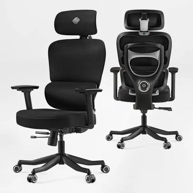 Alt view image 2 of 7 - EUREKA ERGONOMIC Hybrid Ergonomic Gaming Chair - 3D Adjustable Armrests, Dynamic Lumbar Support & Headrest, High-Back Mesh Computer Desk Chair for Gaming Gray