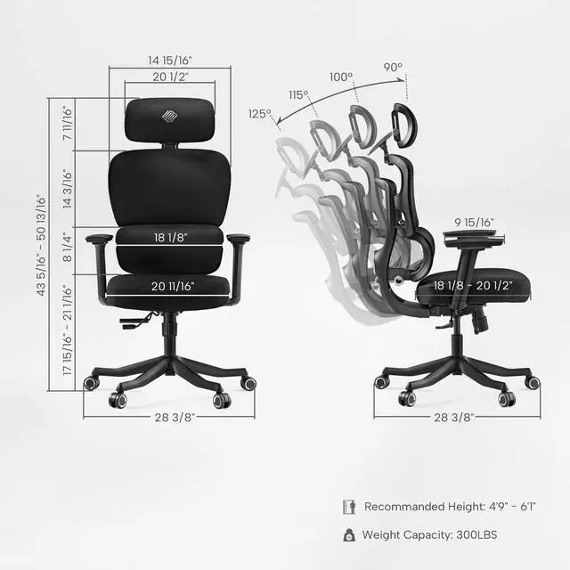 Alt view image 7 of 7 - EUREKA ERGONOMIC Hybrid Ergonomic Gaming Chair - 3D Adjustable Armrests, Dynamic Lumbar Support & Headrest, High-Back Mesh Computer Desk Chair for Gaming Gray