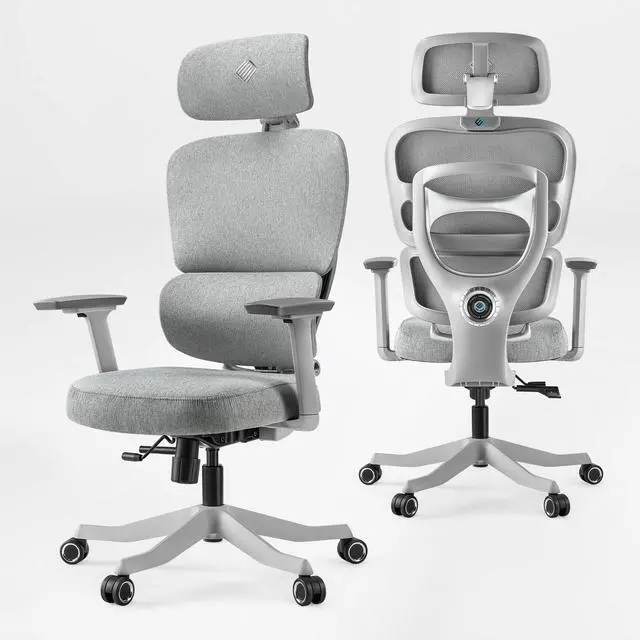 Alt view image 2 of 7 - EUREKA ERGONOMIC Hybrid Ergonomic Gaming Chair - 3D Adjustable Armrests, Dynamic Lumbar Support & Headrest, High-Back Mesh Computer Desk Chair for Gaming Silver Gray