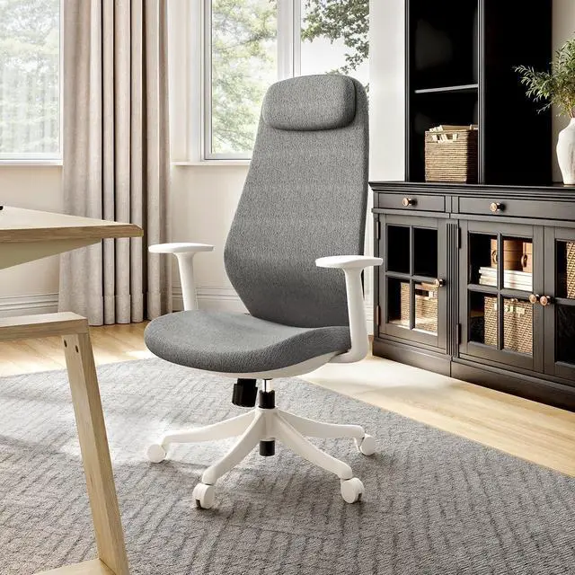 Main image of High Back Ergonomic Mesh Office Desk Chair, Adjustable Headrest & Lumbar Support, Home Computer Chair with Padded Arms & Rolling Wheels Gray
