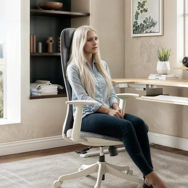 Alt view image 7 of 7 - High Back Ergonomic Mesh Office Desk Chair, Adjustable Headrest & Lumbar Support, Home Computer Chair with Padded Arms & Rolling Wheels Gray