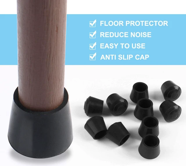 Alt view image 5 of 7 - 2pcs Chair Leg Tips Caps 25mm 1 Inch Anti Slip Rubber Furniture Table Feet Cover Floor Protector Reduce Noise Prevent Scratches