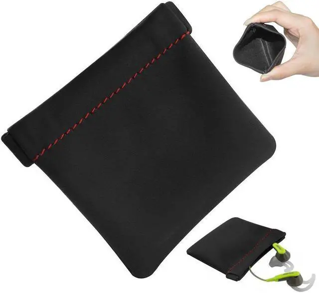 Main image of Geekria Soft Leather Earbud Pouch Case _ Universal Headphone Protection Bag _ Squeeze Coin Pouch _ Earphone Portable Travel B