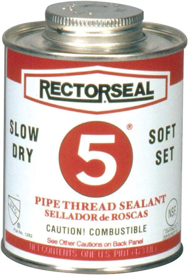 Alt view image 6 of 9 - RectorSeal 25300 No. 5 Yellow Multi-Purpose Premium Pipe Thread Sealant, 1 qt Brush Top Can