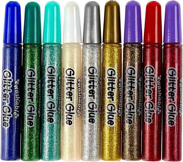Alt view image 7 of 15 - Crayola Washable Glitter Glue Pens .35oz-Bold 9/Pkg