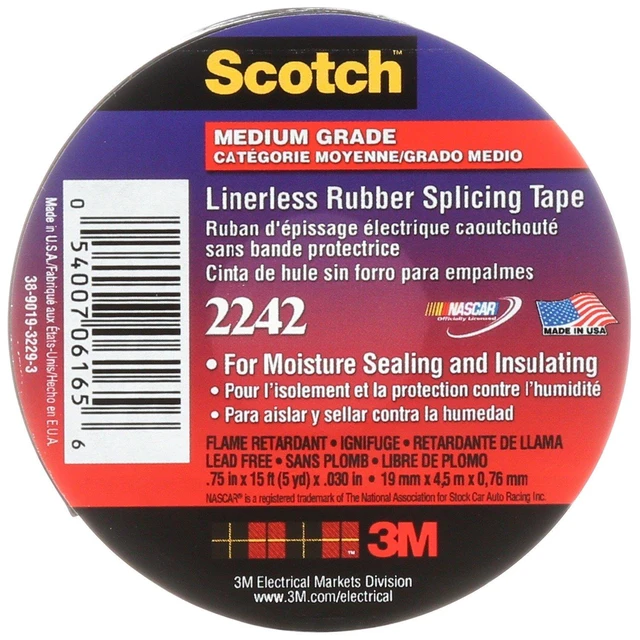 Alt view image 8 of 10 - Tape Elec 3/4In 15Ft 30Mil Epr 3M Wire Terminal Ends 2242 Black EPR 054007061656