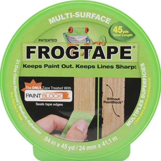 Alt view image 4 of 11 - FrogTape Multi Surface Painter Tape
0.94" Width x 45 yd Length - Polymer - Self-adhesive - 1 / Roll - Green