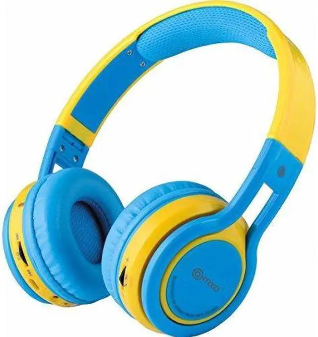 Alt view image 8 of 17 - Contixo KB-2600 Kid Safe 85dB Over The Ear Foldable Wireless Bluetooth Headphone with Volume Limiter, Built-in Micro Phone, Micro SD Card Music Player, FM Stereo Radio, Blue+Yellow