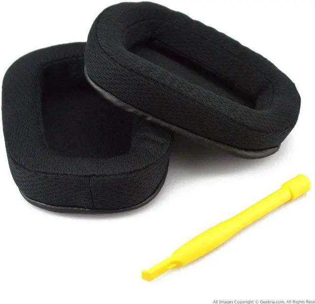 Alt view image 8 of 11 - Geekria QuickFit Mesh Fabric Replacement Ear Pads for Logitech G533, G633, G635, G933, G935 Headphones Ear Cushions, Headset Earpads, Ear Cups Repair Parts (Black)