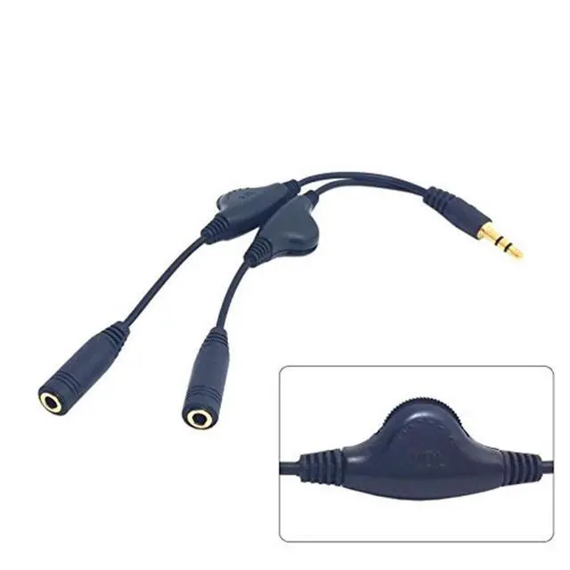 Alt view image 2 of 4 - atc black dual volume control splitter 3.5mm male stereo to double female audio headphone splitter cable
