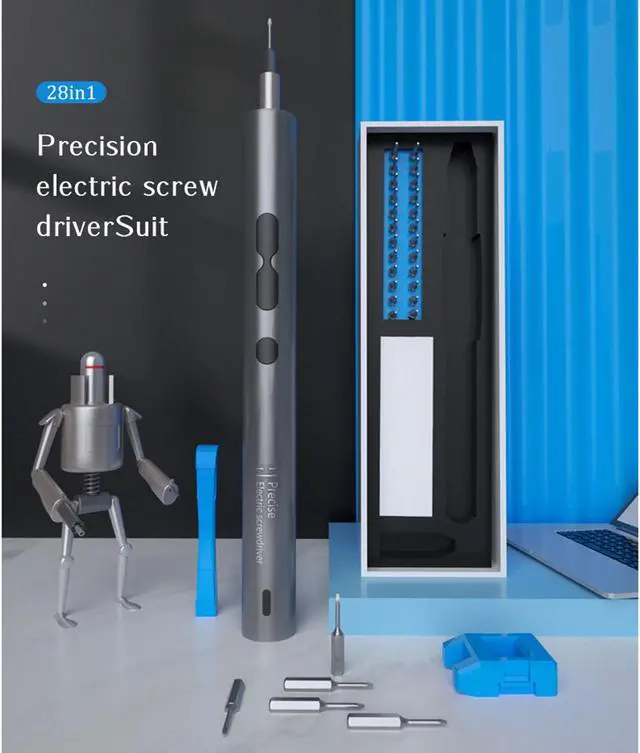 Alt view image 2 of 7 - 28 in 1 Precision Electric Screwdriver Set with LED Light