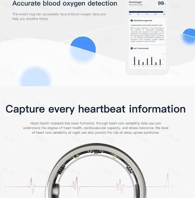 Alt view image 4 of 5 - Nova Smart Ring Fitness Health Tracker Titanium Alloy Finger Ring for Men Blood Oxygen Monitoring Heart Rate Sleep