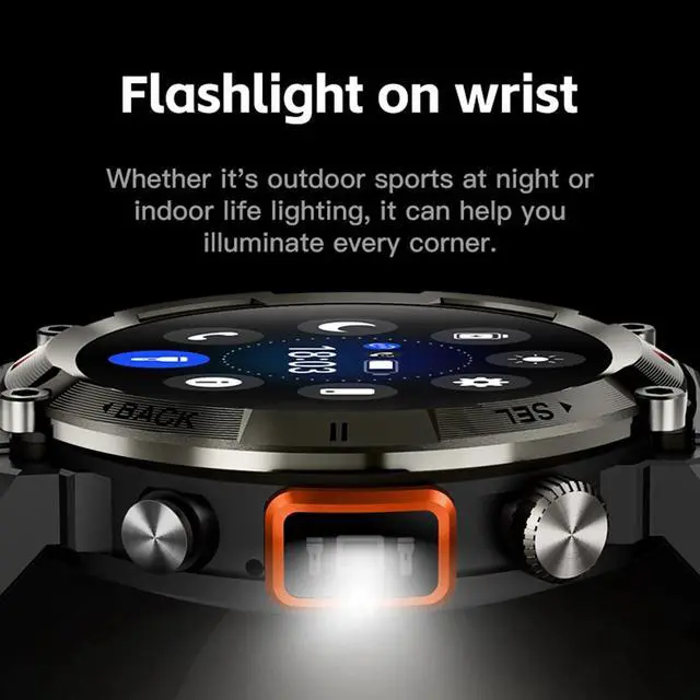 Alt view image 2 of 6 - S100 Smart Watch Men With Flashlight Outdoor Sport Fitness Tracker Blood Pressure Waterproof Smartwatch for Android IOS